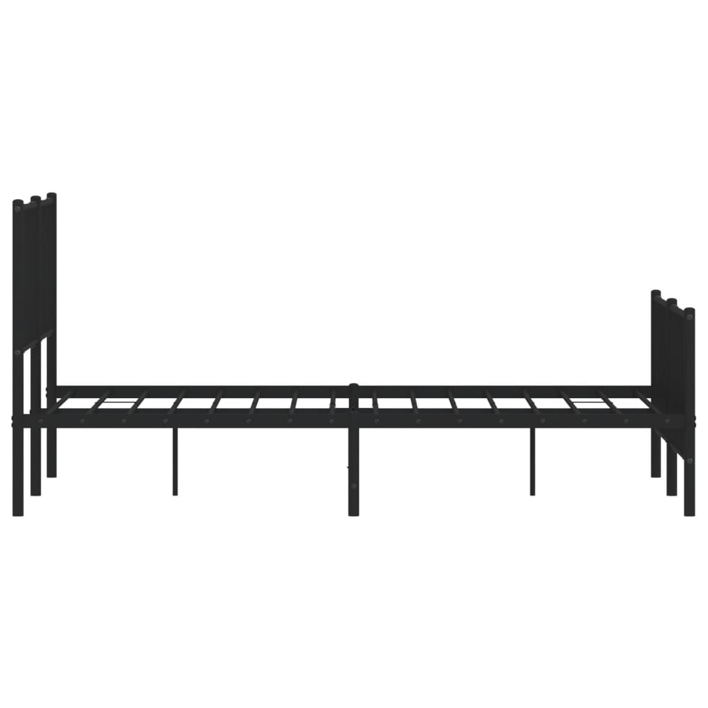Metal Bed Frame without Mattress with Footboard Black 135x190cm