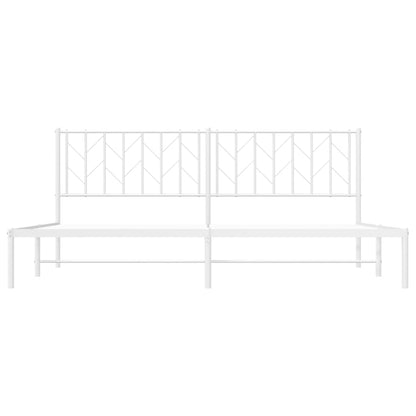 Metal Bed Frame without Mattress with Headboard White 193x203cm