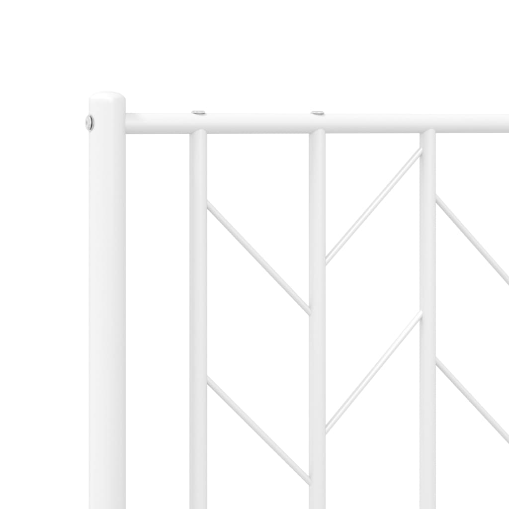 Metal Bed Frame without Mattress with Headboard White 193x203cm