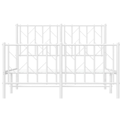 Metal Bed Frame without Mattress with Footboard White 120x190cm