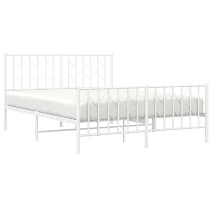 Metal Bed Frame without Mattress with Footboard White 140x190cm