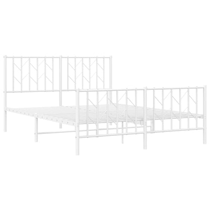 Metal Bed Frame without Mattress with Footboard White 140x190cm