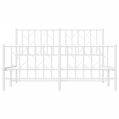Metal Bed Frame without Mattress with Footboard White 140x190cm