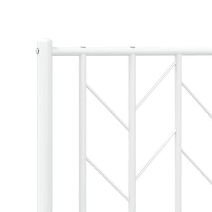 Metal Bed Frame without Mattress with Footboard White 140x190cm