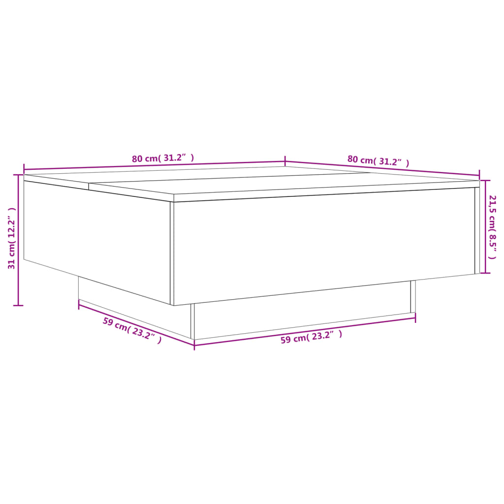 Coffee Table Black 80x80x31 cm Engineered Wood