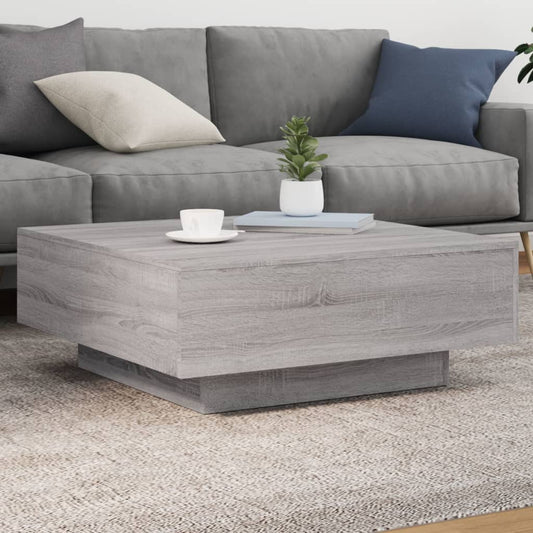 Coffee Table with LED Lights Grey Sonoma 80x80x31 cm