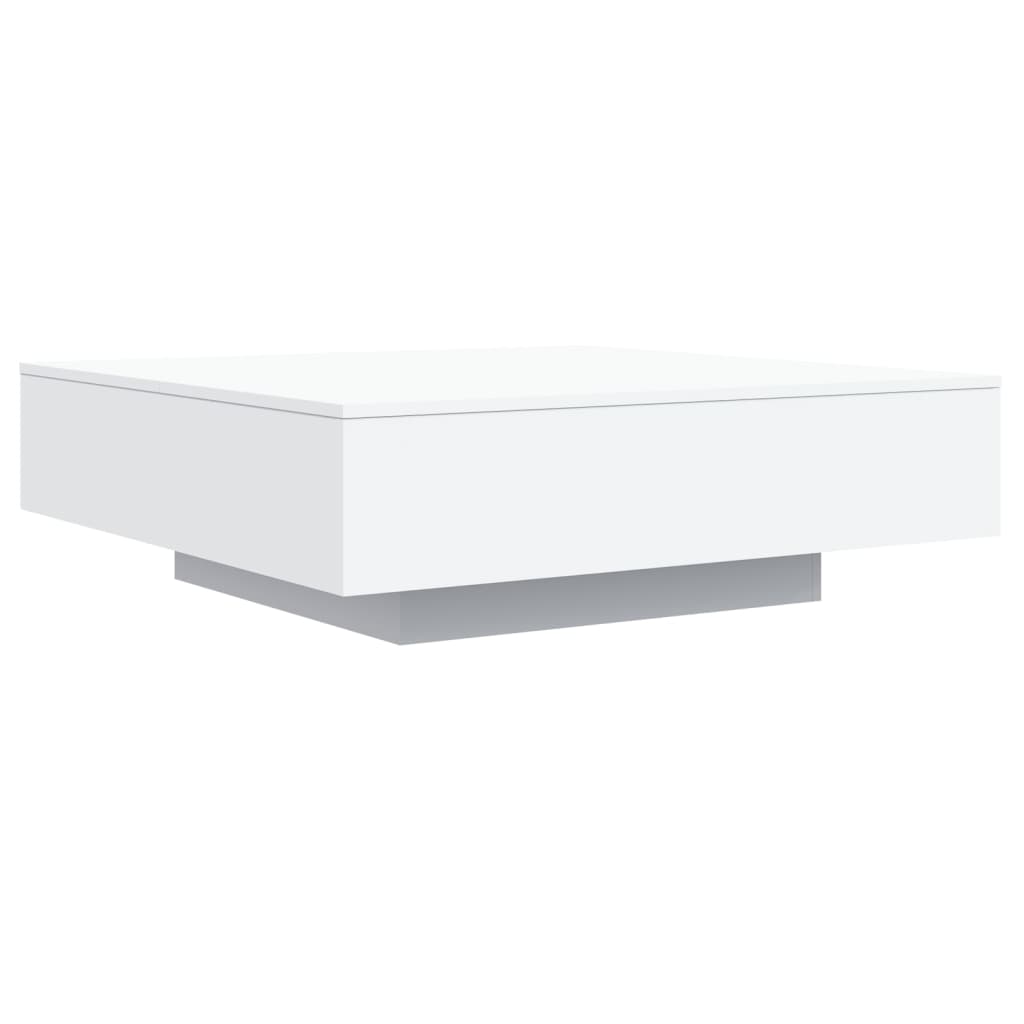 Coffee Table with LED Lights White 100x100x31 cm