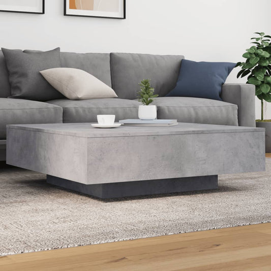 Coffee Table with LED Lights Concrete Grey 100x100x31 cm