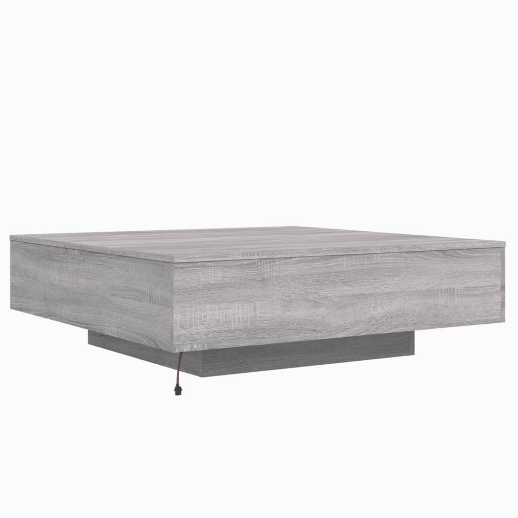 Coffee Table with LED Lights Grey Sonoma 100x100x31 cm