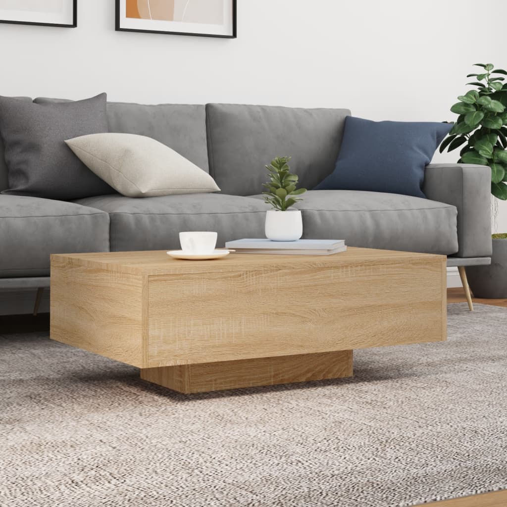 Coffee Table with LED Lights Sonoma Oak 85x55x31 cm