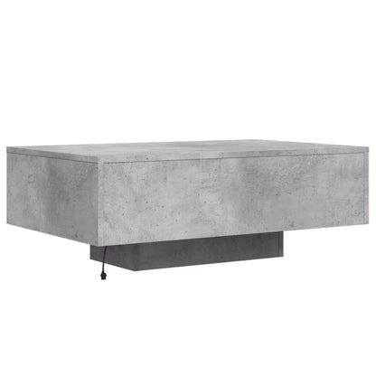 Coffee Table with LED Lights Concrete Grey 85x55x31 cm