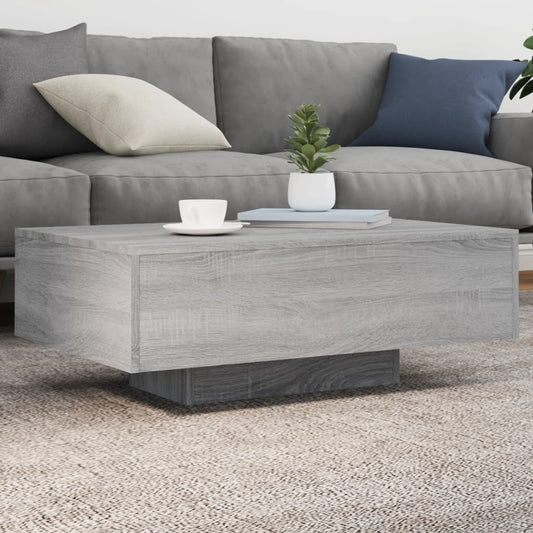 Coffee Table with LED Lights Grey Sonoma 85x55x31 cm