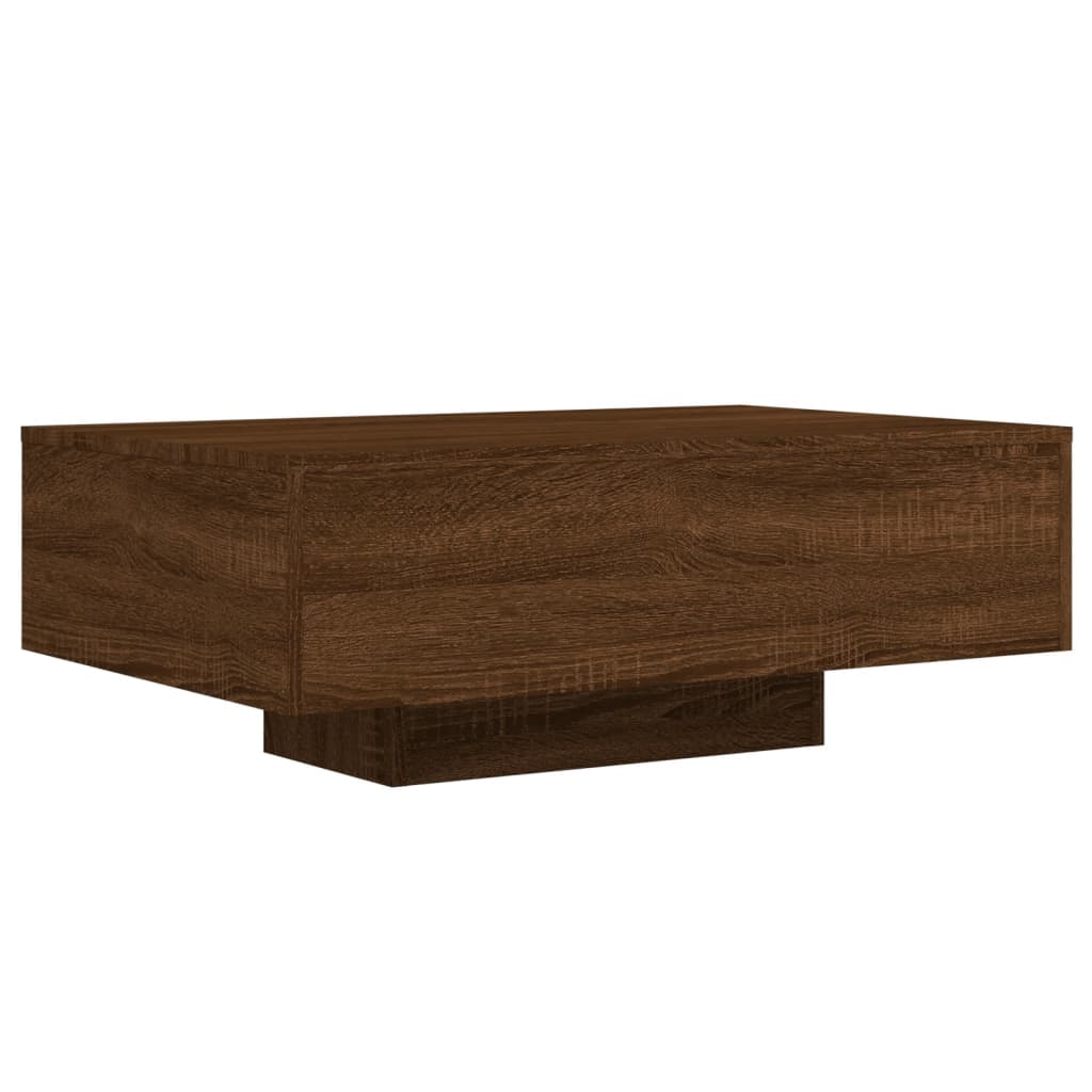 Coffee Table with LED Lights Brown Oak 85x55x31 cm