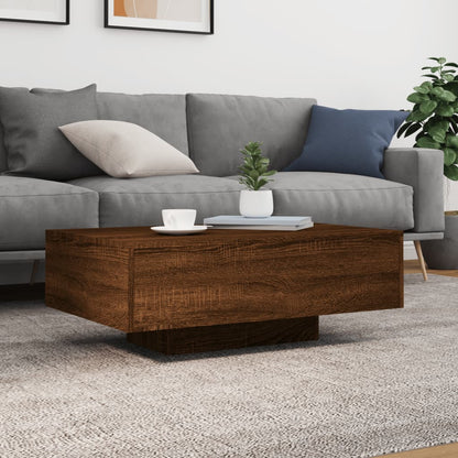 Coffee Table with LED Lights Brown Oak 85x55x31 cm