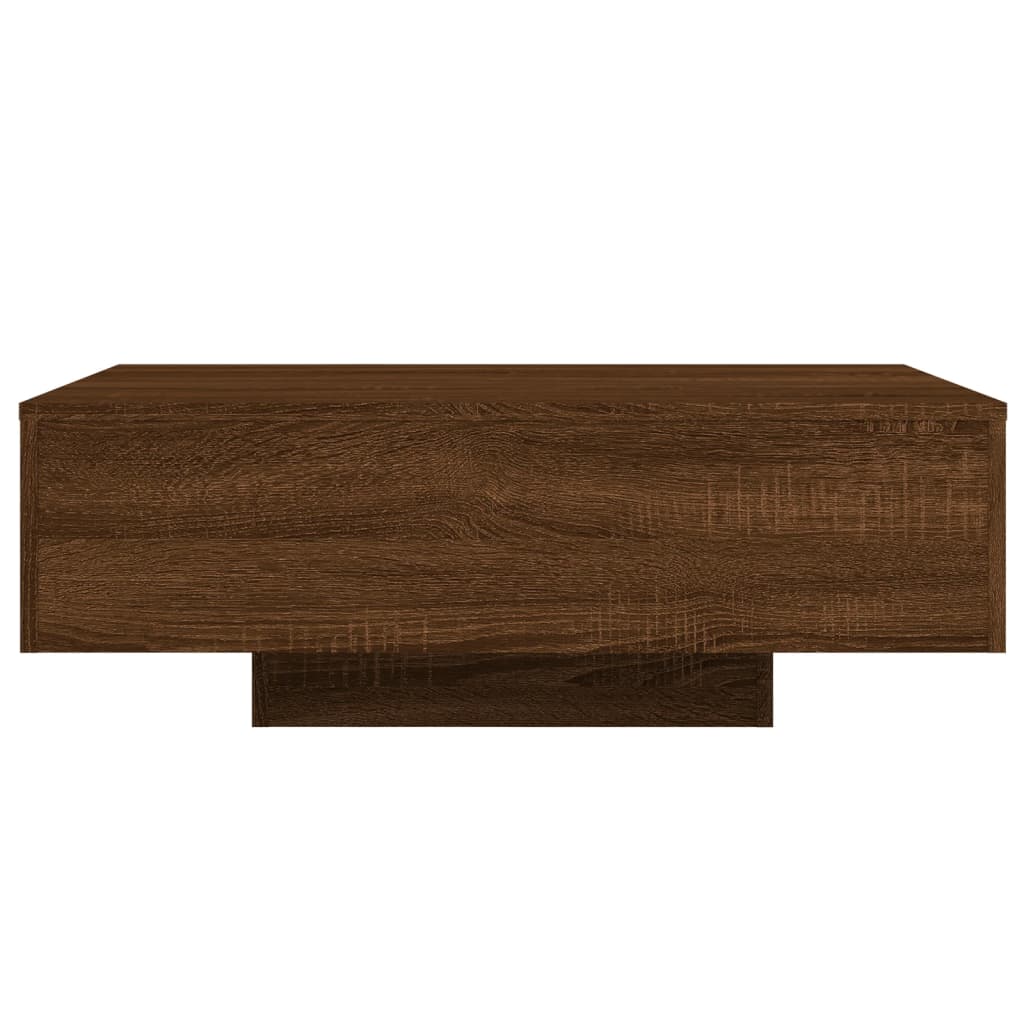 Coffee Table with LED Lights Brown Oak 85x55x31 cm