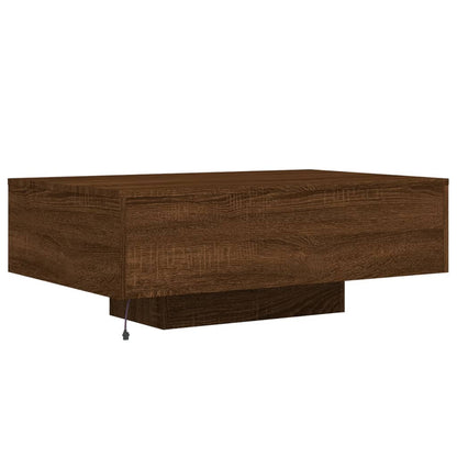 Coffee Table with LED Lights Brown Oak 85x55x31 cm