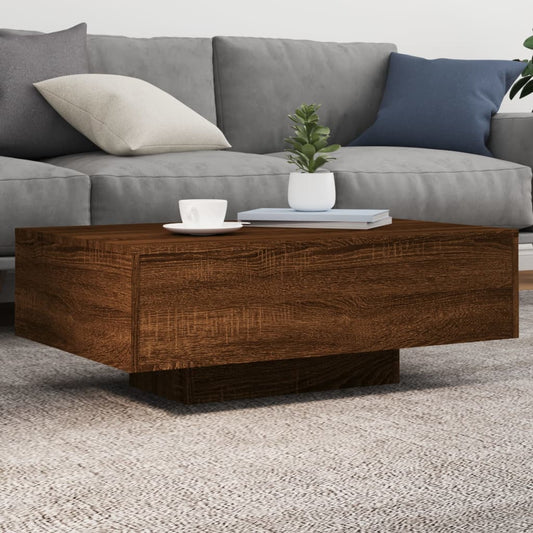 Coffee Table with LED Lights Brown Oak 85x55x31 cm