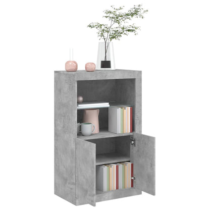 Side Cabinet with LED Lights Concrete Grey Engineered Wood