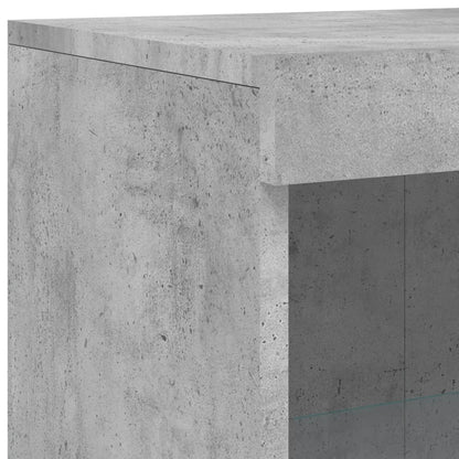 Side Cabinet with LED Lights Concrete Grey Engineered Wood
