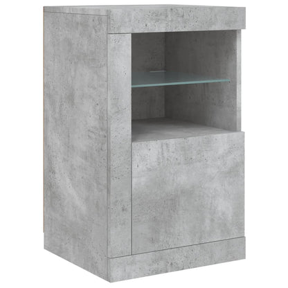 Side Cabinet with LED Lights Concrete Grey Engineered Wood