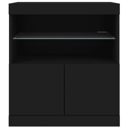 Sideboard with LED Lights Black 60x37x67 cm