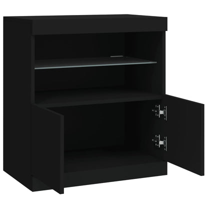 Sideboard with LED Lights Black 60x37x67 cm