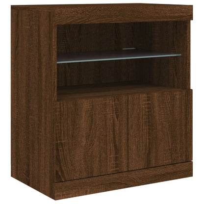 Sideboard with LED Lights Brown Oak 60x37x67 cm