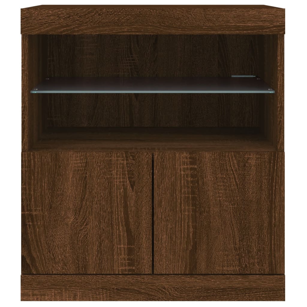 Sideboard with LED Lights Brown Oak 60x37x67 cm