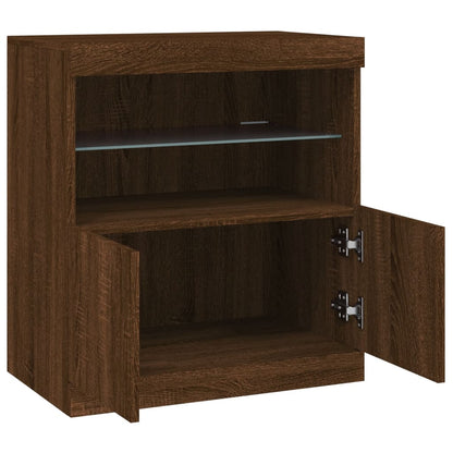 Sideboard with LED Lights Brown Oak 60x37x67 cm