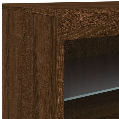 Sideboard with LED Lights Brown Oak 60x37x67 cm