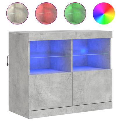 Sideboard with LED Lights Concrete Grey 81x37x67 cm