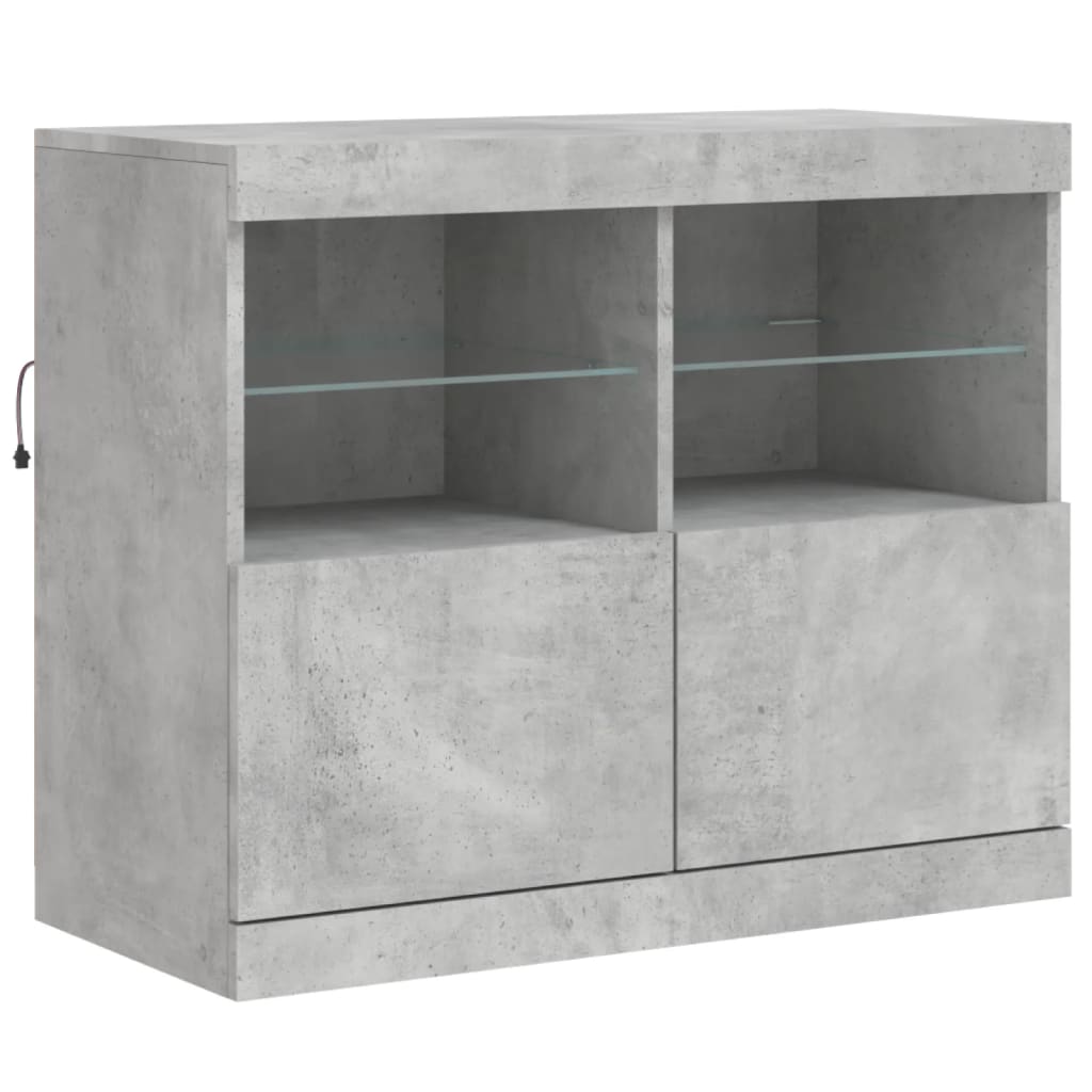 Sideboard with LED Lights Concrete Grey 81x37x67 cm