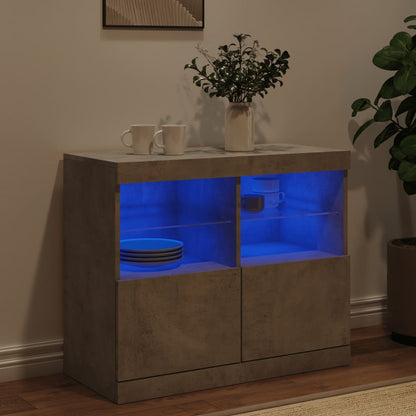 Sideboard with LED Lights Concrete Grey 81x37x67 cm