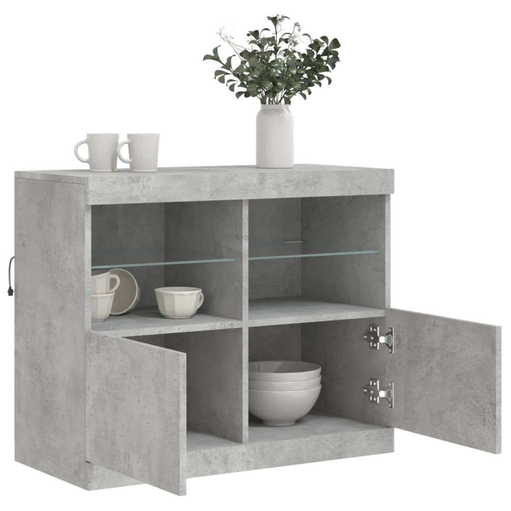 Sideboard with LED Lights Concrete Grey 81x37x67 cm