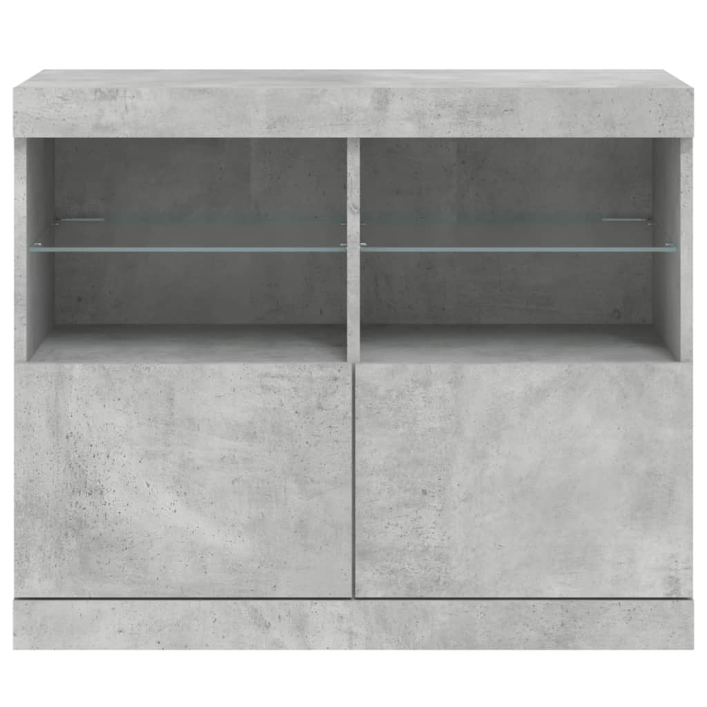 Sideboard with LED Lights Concrete Grey 81x37x67 cm