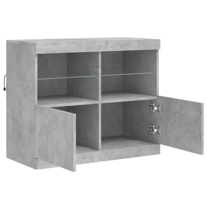 Sideboard with LED Lights Concrete Grey 81x37x67 cm