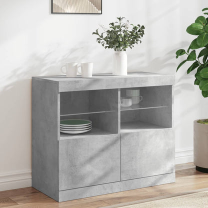 Sideboard with LED Lights Concrete Grey 81x37x67 cm