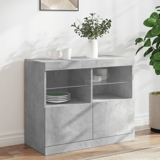 Sideboard with LED Lights Concrete Grey 81x37x67 cm