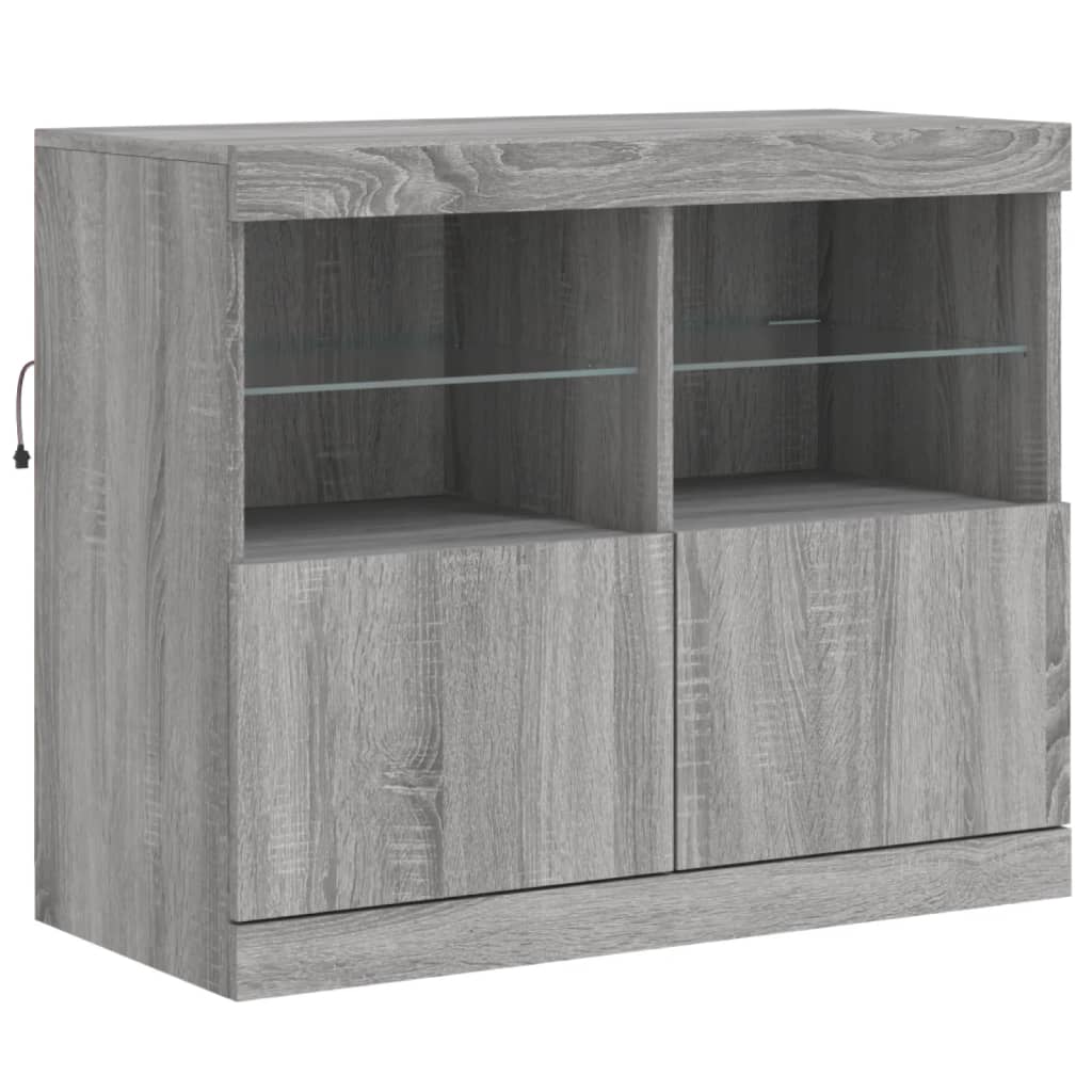 Sideboard with LED Lights Grey Sonoma 81x37x67 cm