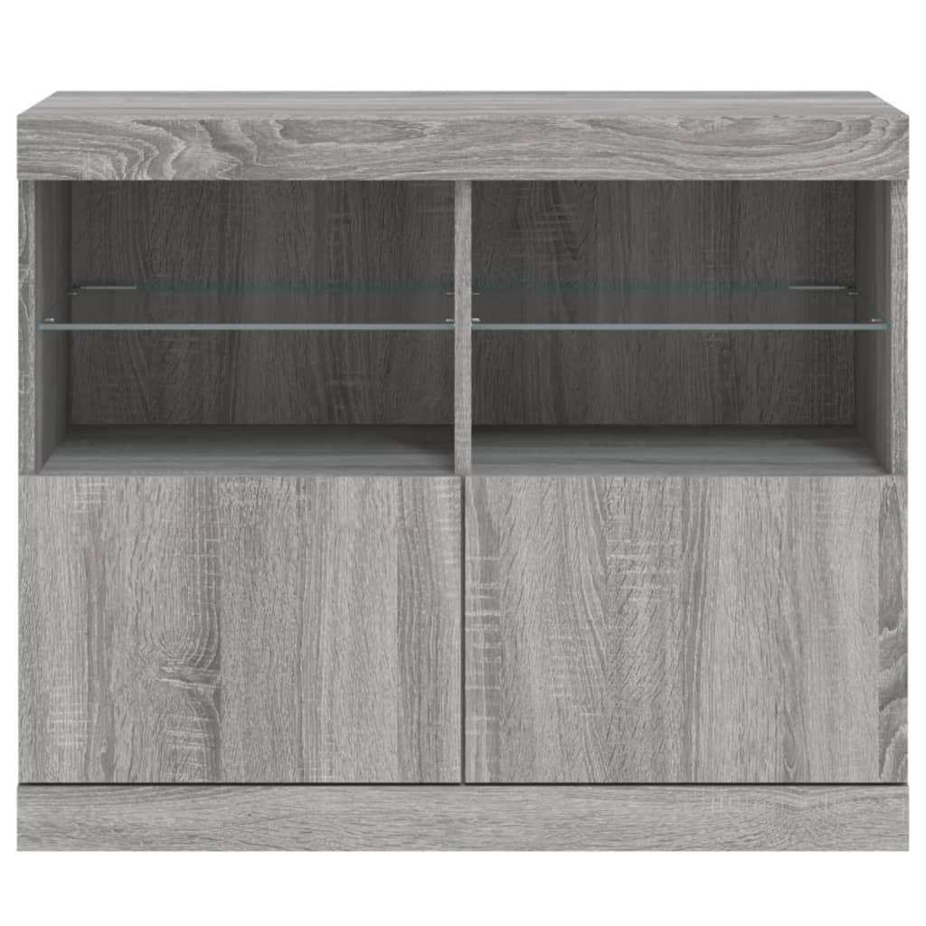 Sideboard with LED Lights Grey Sonoma 81x37x67 cm