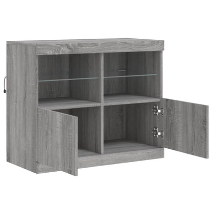 Sideboard with LED Lights Grey Sonoma 81x37x67 cm