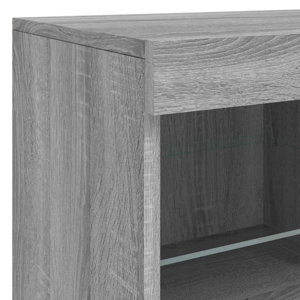 Sideboard with LED Lights Grey Sonoma 81x37x67 cm