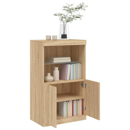 Sideboard with LED Lights Sonoma Oak 60.5x37x100 cm