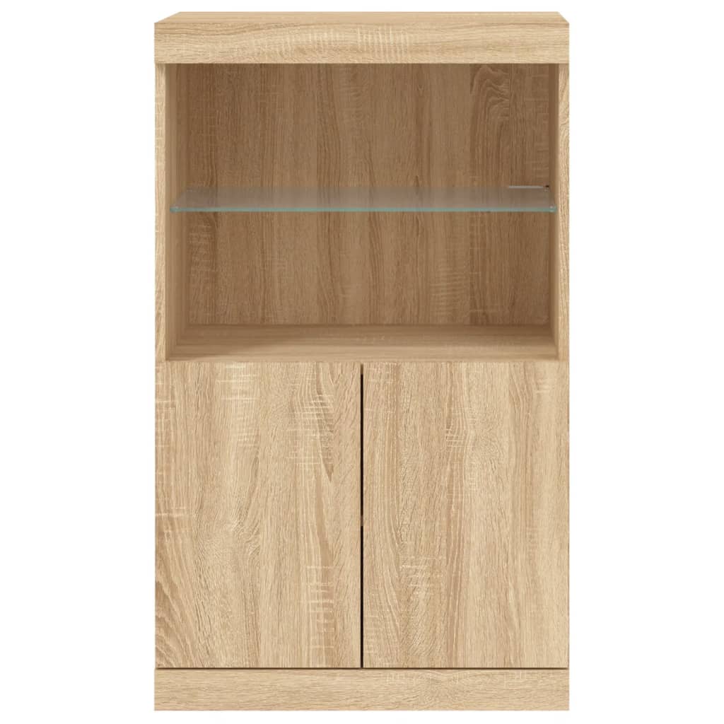 Sideboard with LED Lights Sonoma Oak 60.5x37x100 cm