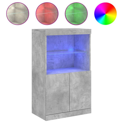 Sideboard with LED Lights Concrete Grey 60.5x37x100 cm