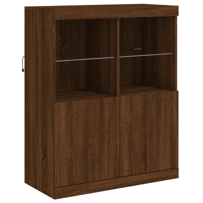 Sideboard with LED Lights Brown Oak 81x37x100 cm