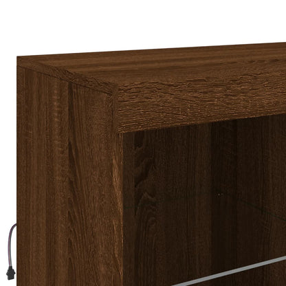 Sideboard with LED Lights Brown Oak 81x37x100 cm