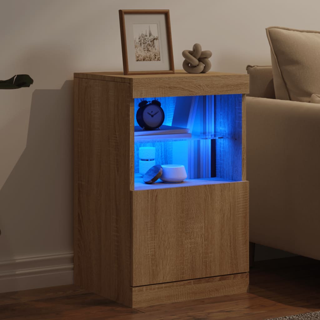 Sideboard with LED Lights Sonoma Oak 41x37x67 cm