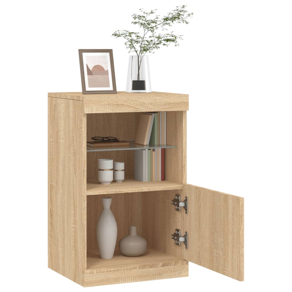 Sideboard with LED Lights Sonoma Oak 41x37x67 cm