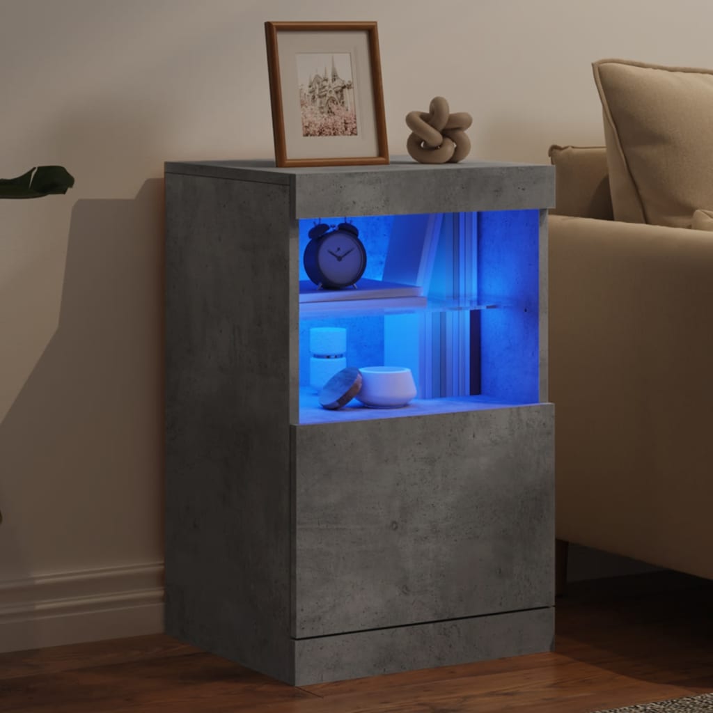 Sideboard with LED Lights Concrete Grey 41x37x67 cm